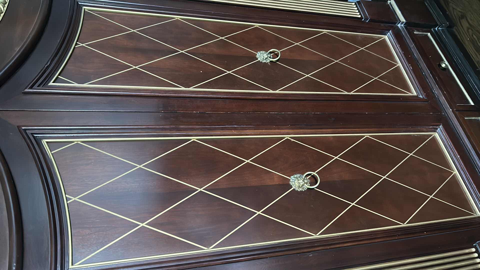 Photo 1 of WOOD ARMOIRE W GOLD TRIM & CRISS CROSS PATTERN ON DOORS 45" X 72"