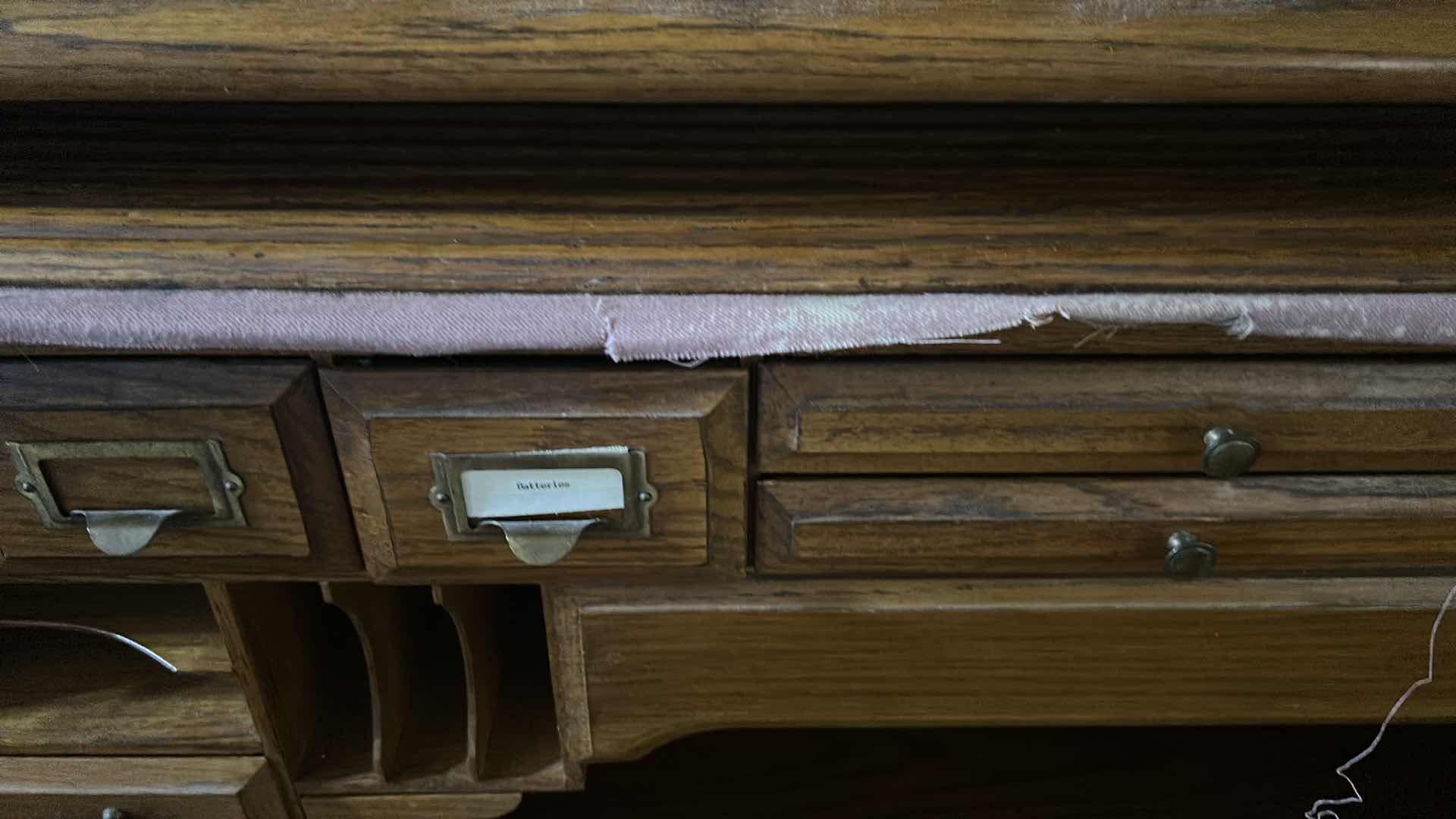 Photo 1 of VINTAGE OAK DESK- ROLL UP TOP BROKEN 64" X 32" H 48"