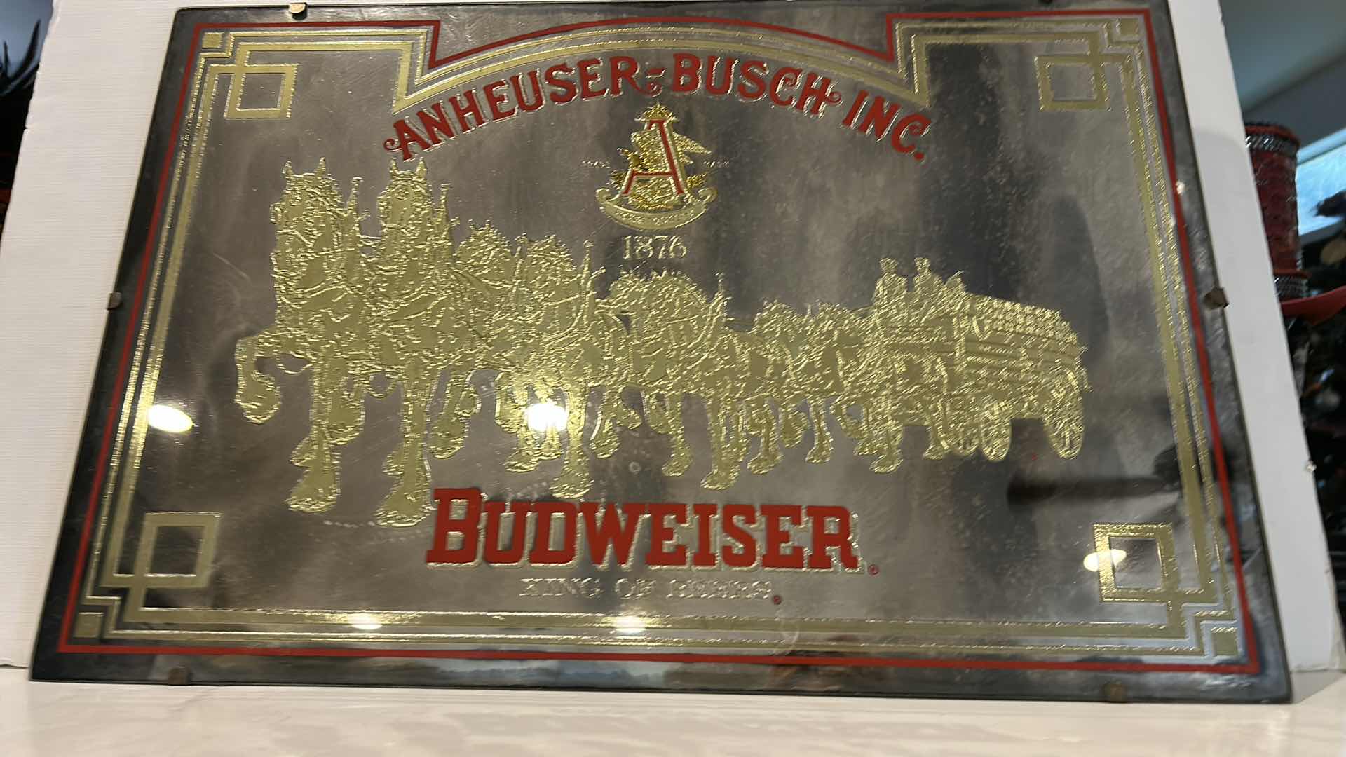 Photo 1 of BUDWEISER GLASS MIRROR 24” x H16”