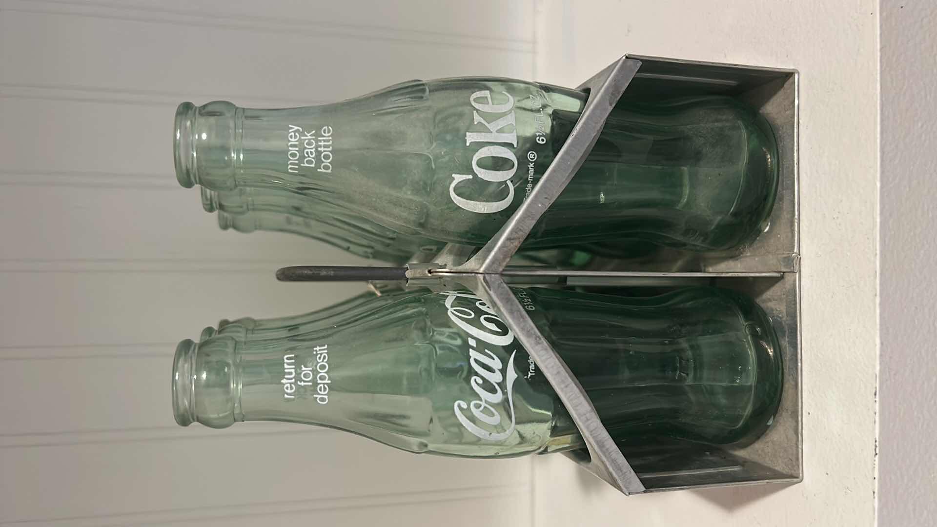 Photo 1 of VINTAGE COCA- COLA SIX PACK BOTTLE CARRIER w 7 BOTTLES