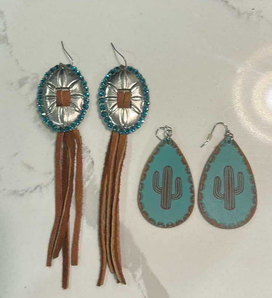 Photo 1 of JEWELRY - 2 PAIR WESTERN STYLE PIERCED EARRINGS