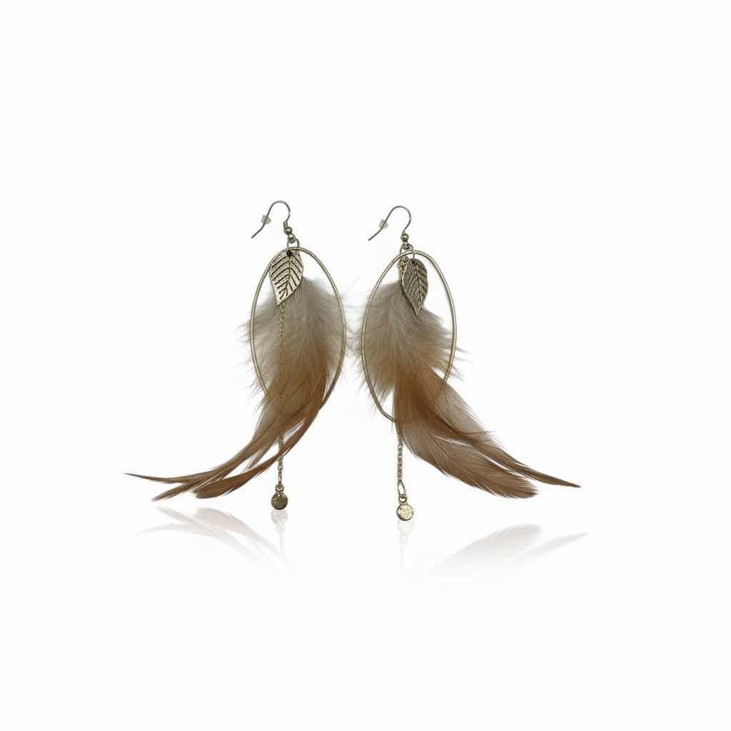 Photo 1 of JEWELRY - GOLD TONE FEATHER PIERCED EARRINGS