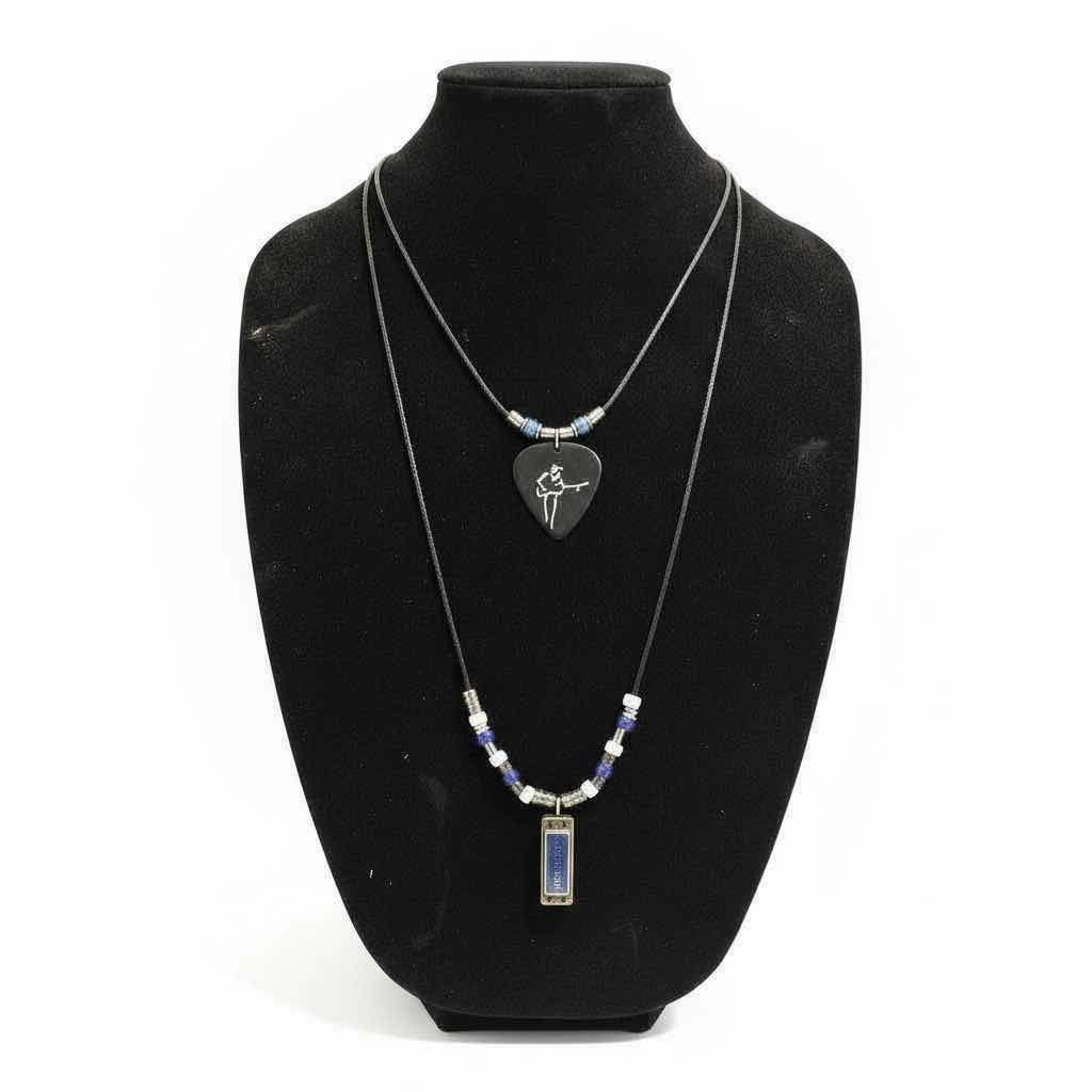 Photo 1 of 2 MENS / WOMENS JEWELRY- GUITAR PICK NECKLACE AND HARMONICA NECKLACE
