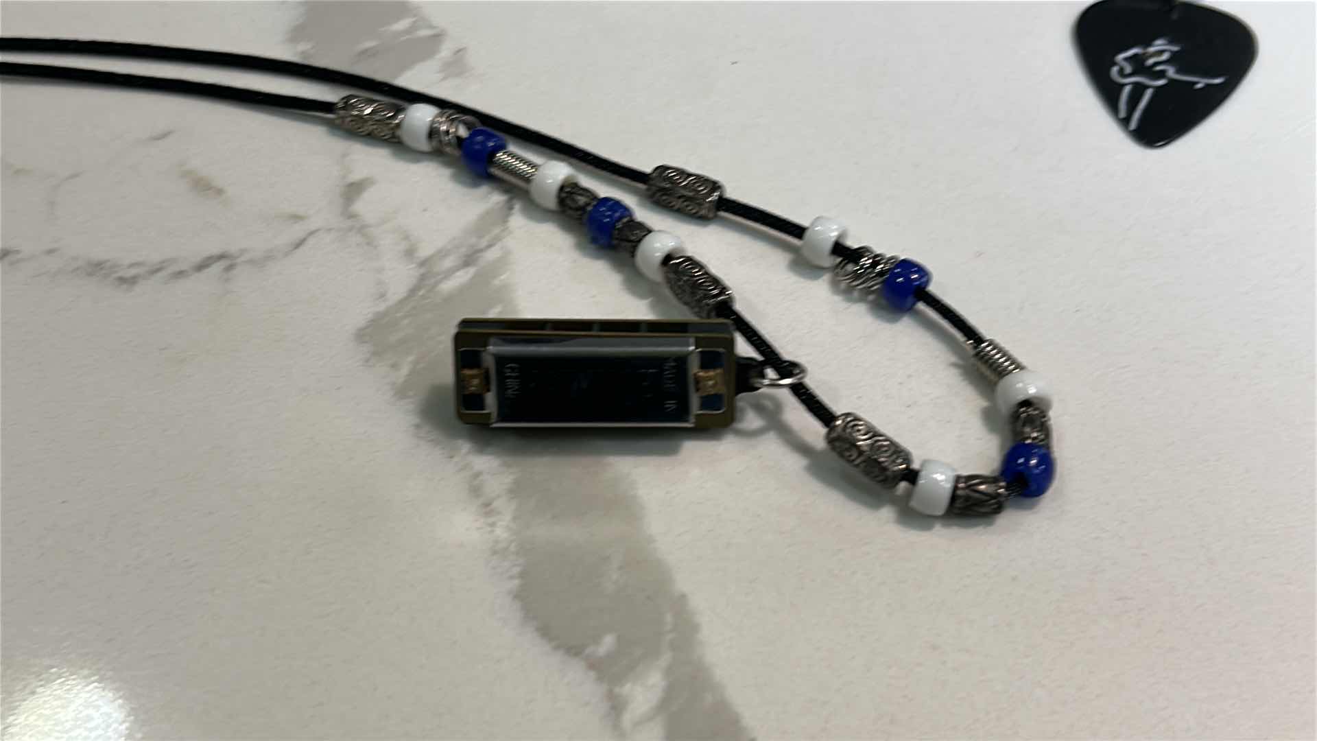 Photo 1 of 2 MENS / WOMENS JEWELRY- GUITAR PICK NECKLACE AND HARMONICA NECKLACE