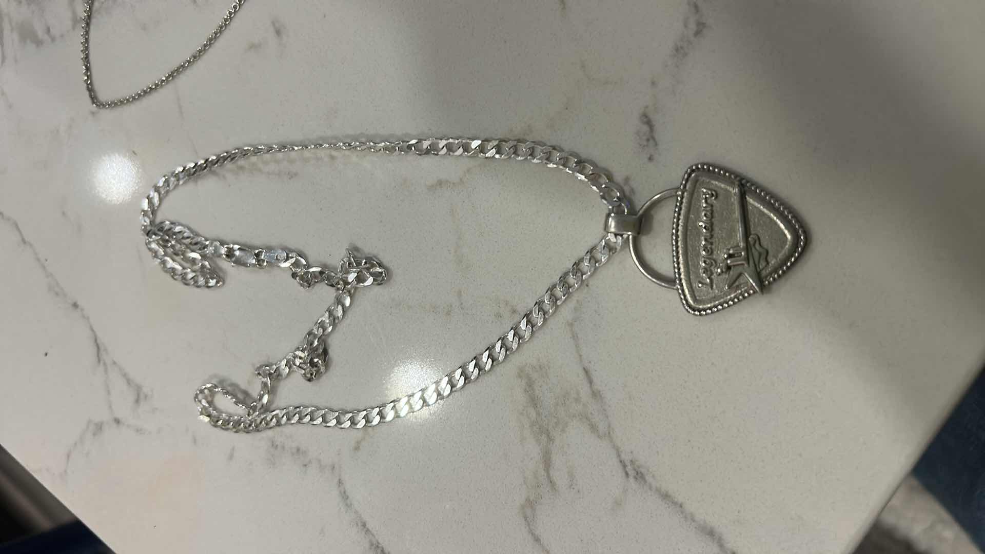 Photo 1 of 2 STERLING SILVER LEGENDARY PENDANTS WITH CHAINS ( THICK CHAIN STAMPED 925 ITALY)