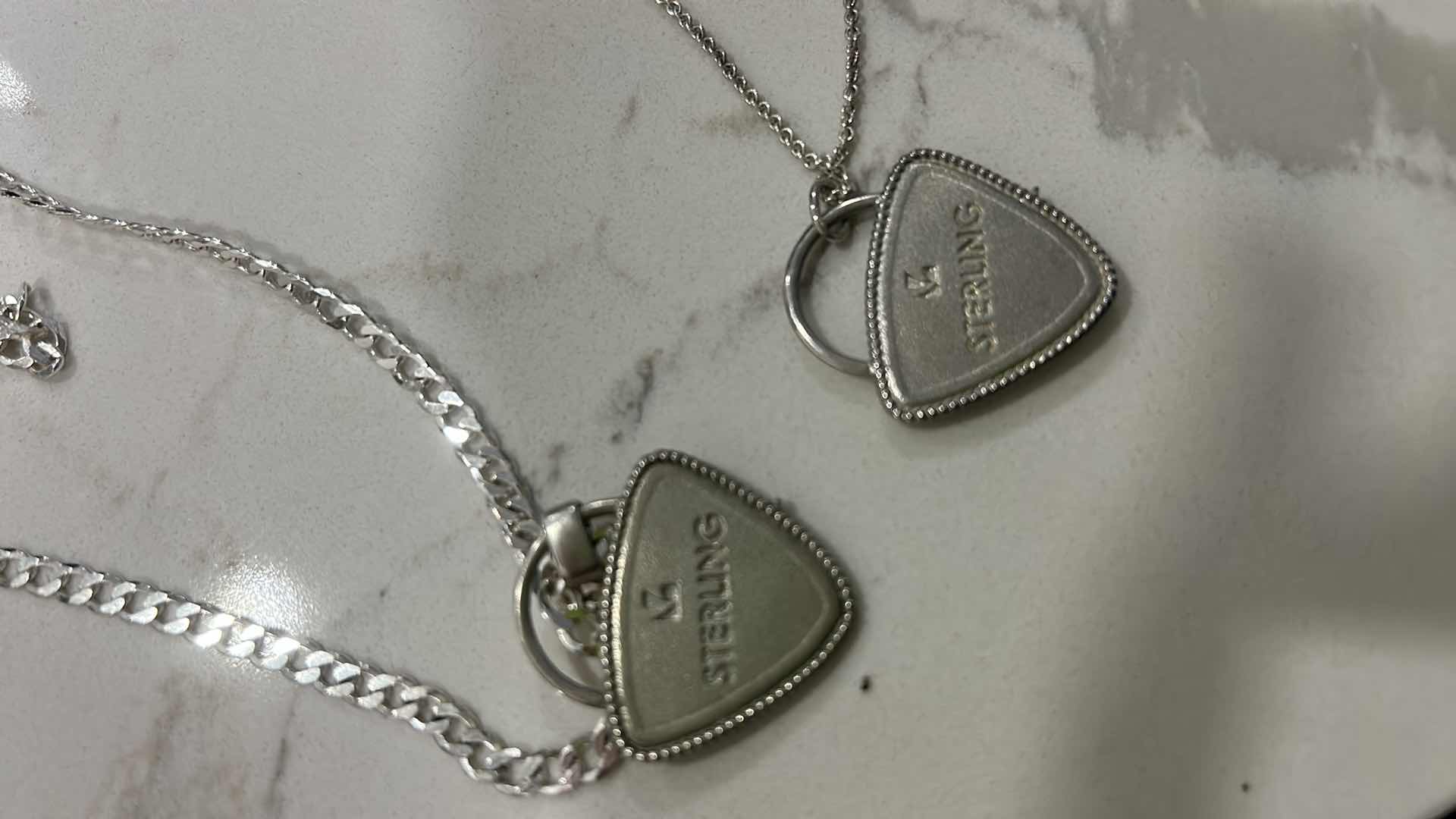 Photo 1 of 2 STERLING SILVER LEGENDARY PENDANTS WITH CHAINS ( THICK CHAIN STAMPED 925 ITALY)