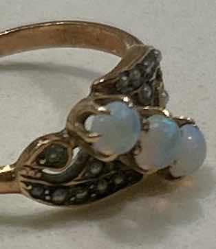 Photo 1 of ANTIQUE VICTORIAN OPAL AND SEED PEARL RING