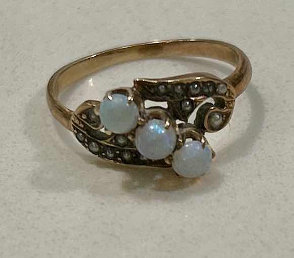 Photo 1 of ANTIQUE VICTORIAN OPAL AND SEED PEARL RING