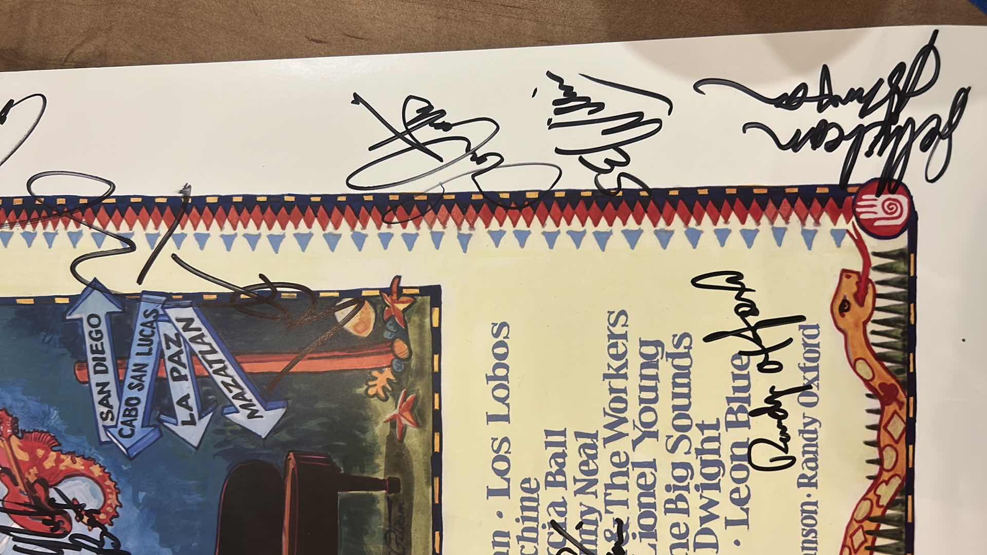 Photo 1 of AUTOGRAPHED POSTER FROM OCT 2008 LEGENDARY RHYTHM & BLUES CRUISE- ETTA JAMES, DR JOHN, LOS LOBOS, Coco Taylor, and the blues machine, Elvin Bishop, Tommy Castro, Marsha Ball, Magic Slim and the teardrops Kenny Neal, Ronnie Baker Brooks, the workers, John