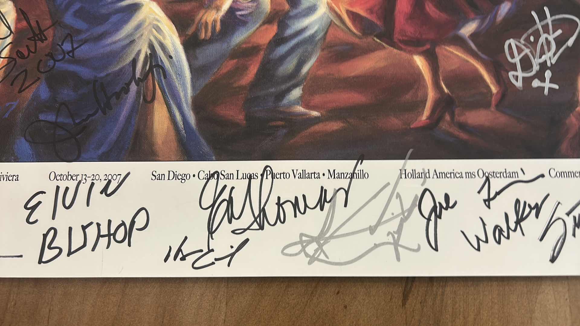 Photo 1 of AUTOGRAPHED LEGENDARY BLUES CRUISE POSTER - COMMEMORATIVE PAINTING BY DIANE RUSSELL 30” x H24 1/2”