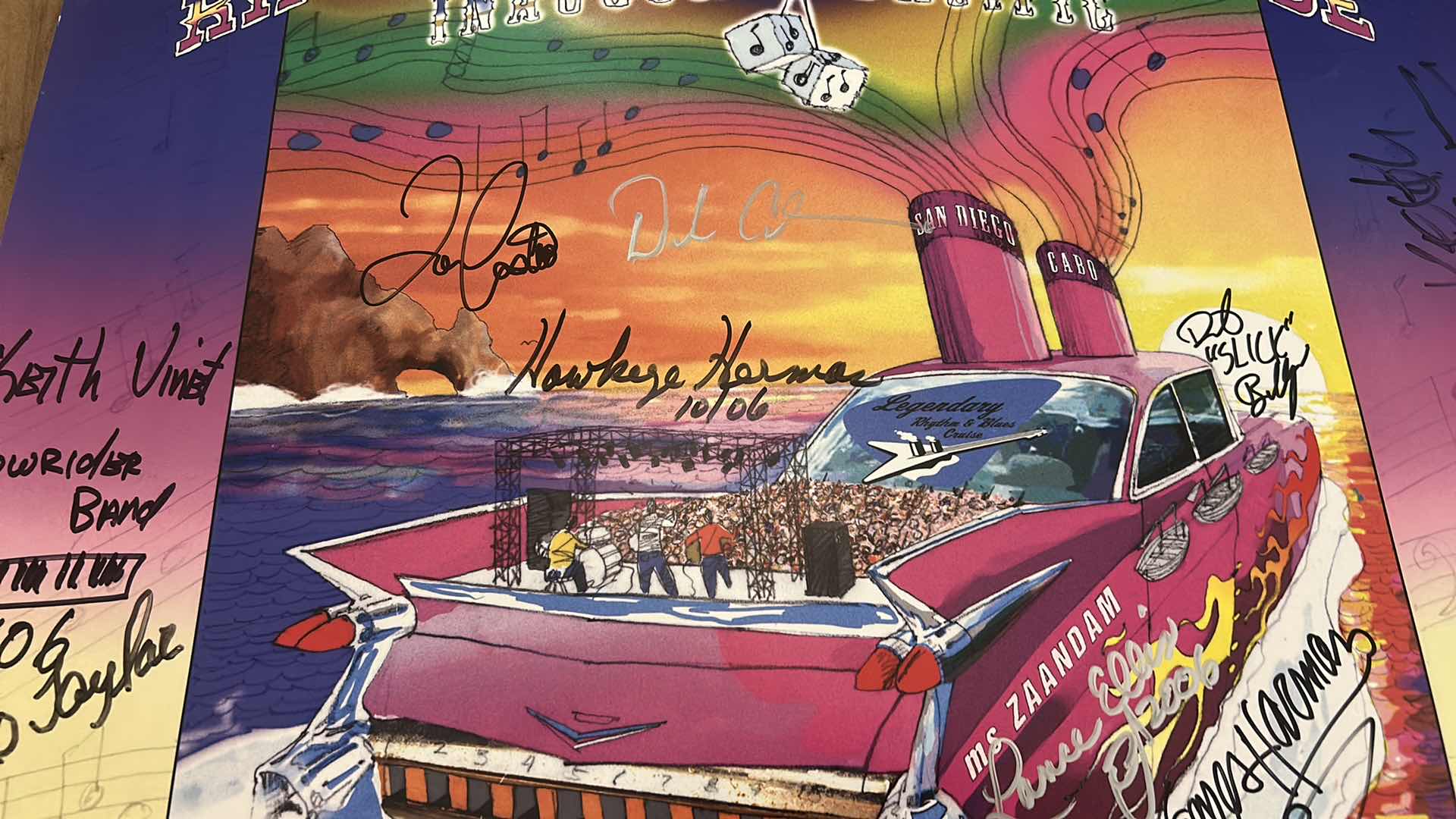 Photo 1 of AUTOGRAPHED LEGENDARY RHYTHM & BLUES CRUISE POSTER 28” x H22”