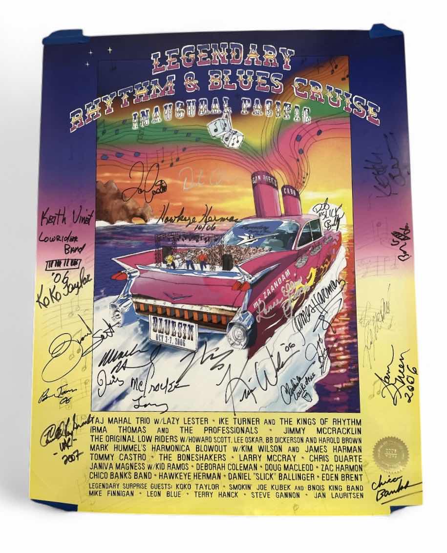 Photo 1 of AUTOGRAPHED LEGENDARY RHYTHM & BLUES CRUISE POSTER 28” x H22”
