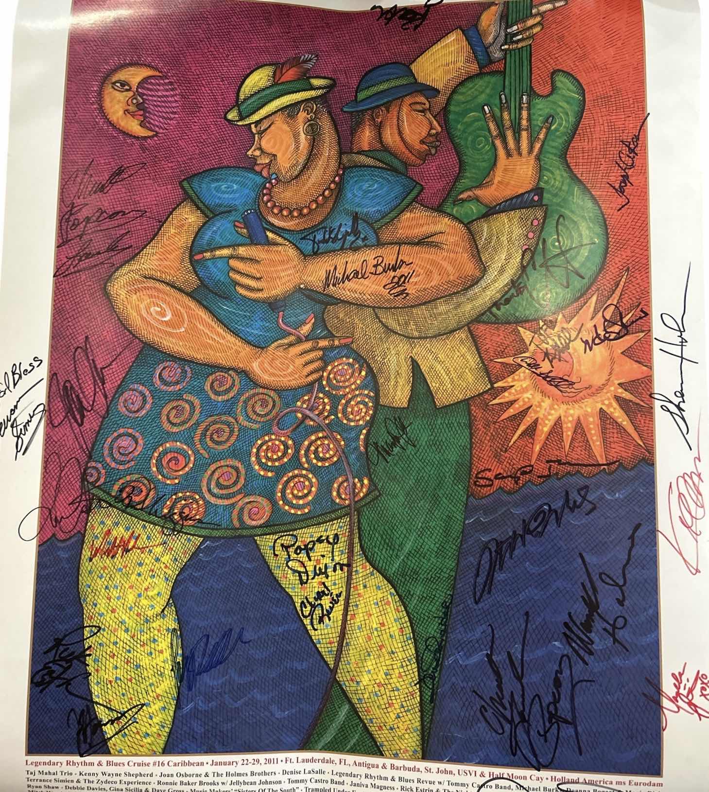 Photo 1 of AUTOGRAPHED LEGENDARY RHYTHM & BLUES CRUISE POSTER 21 1/2” x H28”