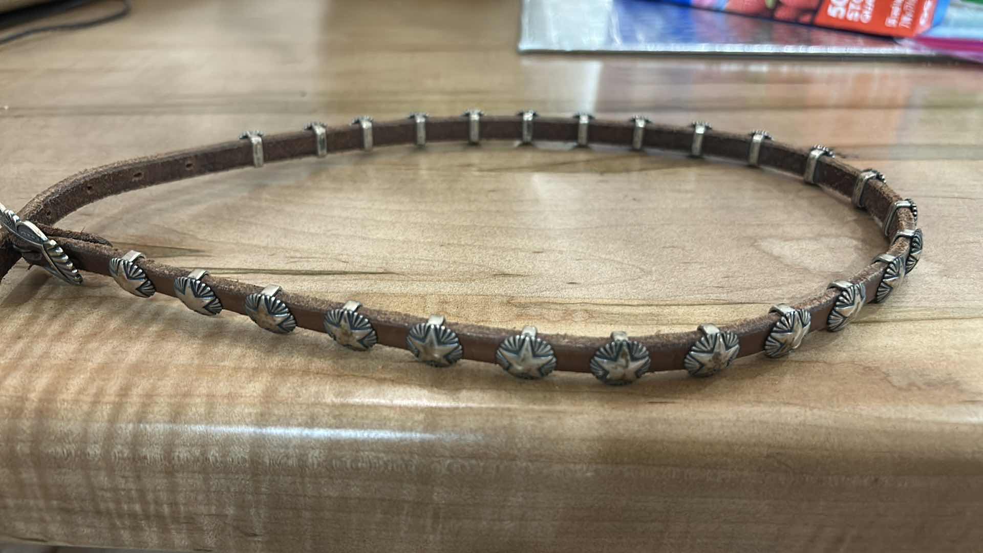 Photo 1 of MENS LEATHER & .925 STERLING SILVER COWBOY HATBAND 25.5”