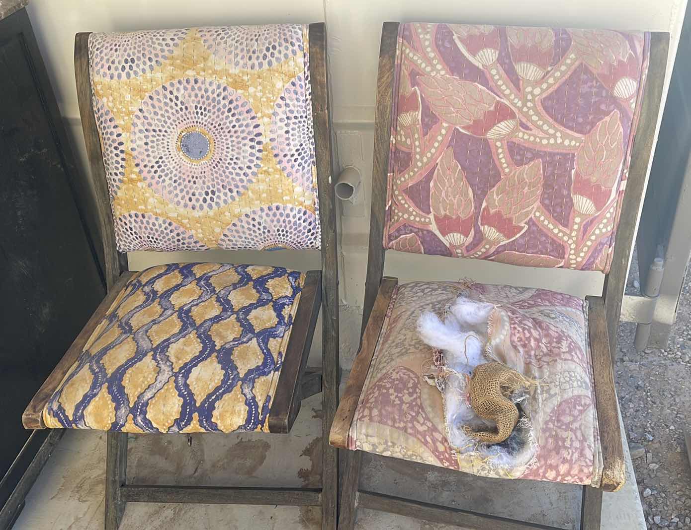 Photo 1 of ANTHROPOLOGIE TERAI FOLDING UPHOLSTERED CHAIR BOHO - ONE NEEDS TLC