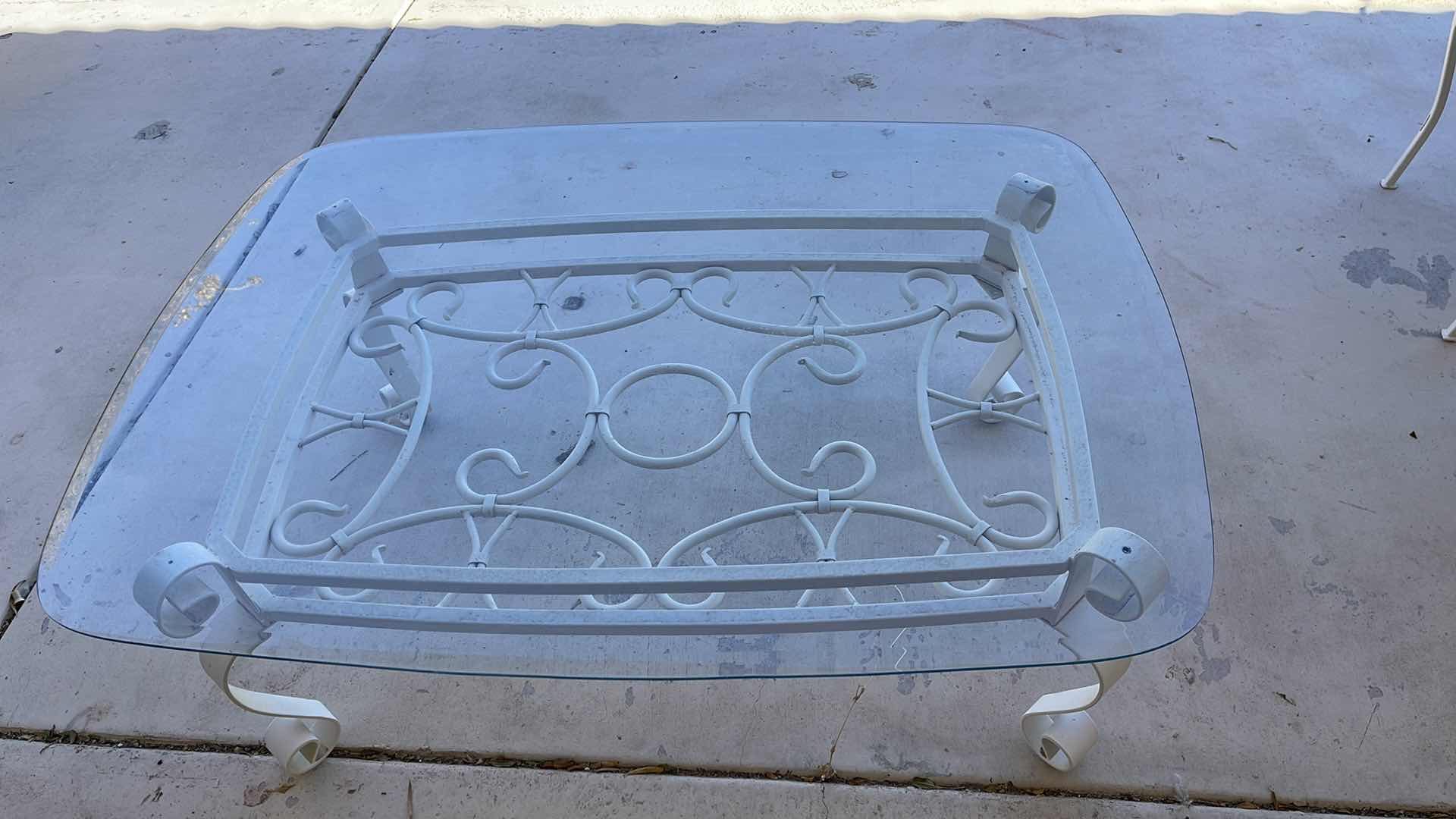 Photo 2 of WROUGHT IRON COFFEE TABLE 48”x 36”x17”