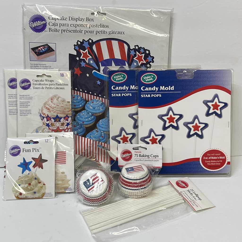 Photo 1 of NIB WILTON AMERICAN HOLIDAY PARTY COLLECTION & MAKE’N MOLD STAR POPS CANDY MOLDS - RETAIL PRICE $50.00