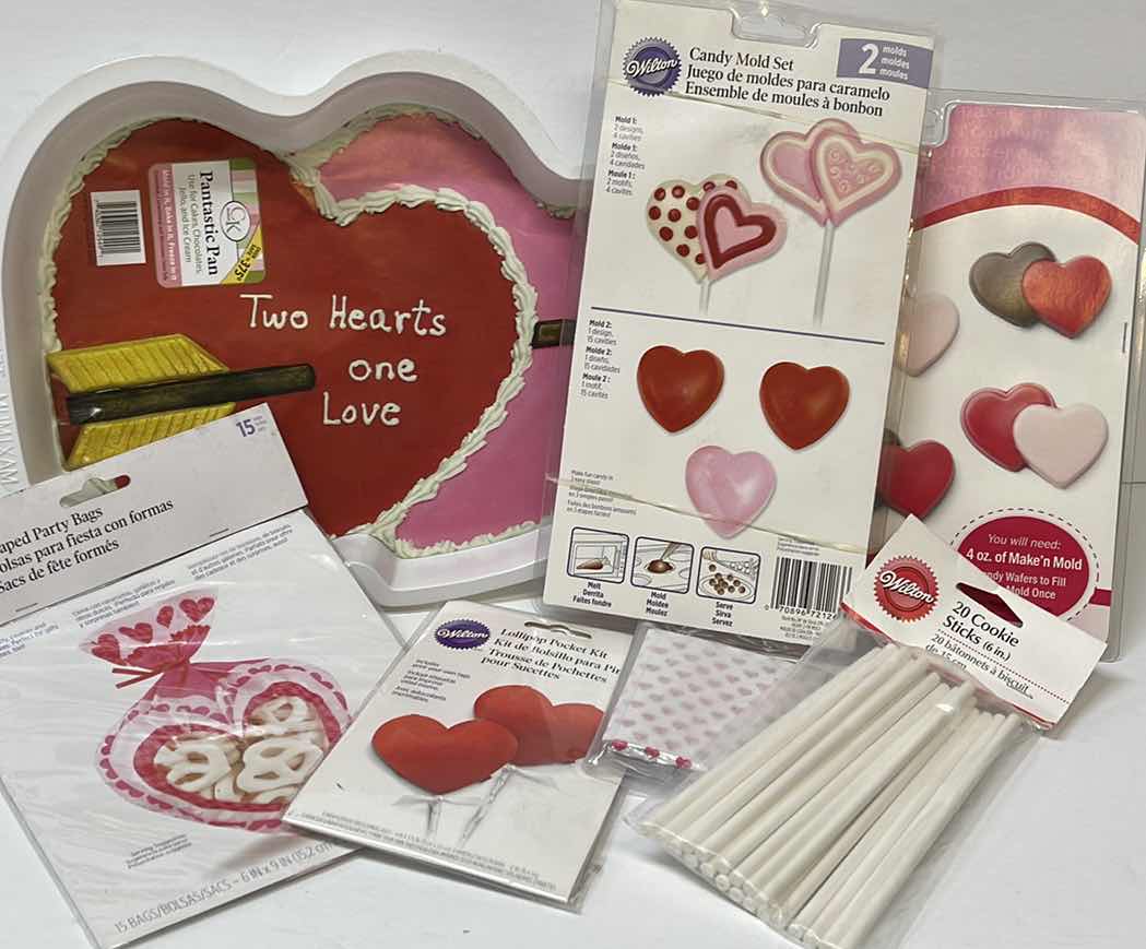 Photo 1 of NIB WILTON CANDY HEART MOLDS WITH ACCESSORIES AND MORE - RETAIL PRICE $46.00