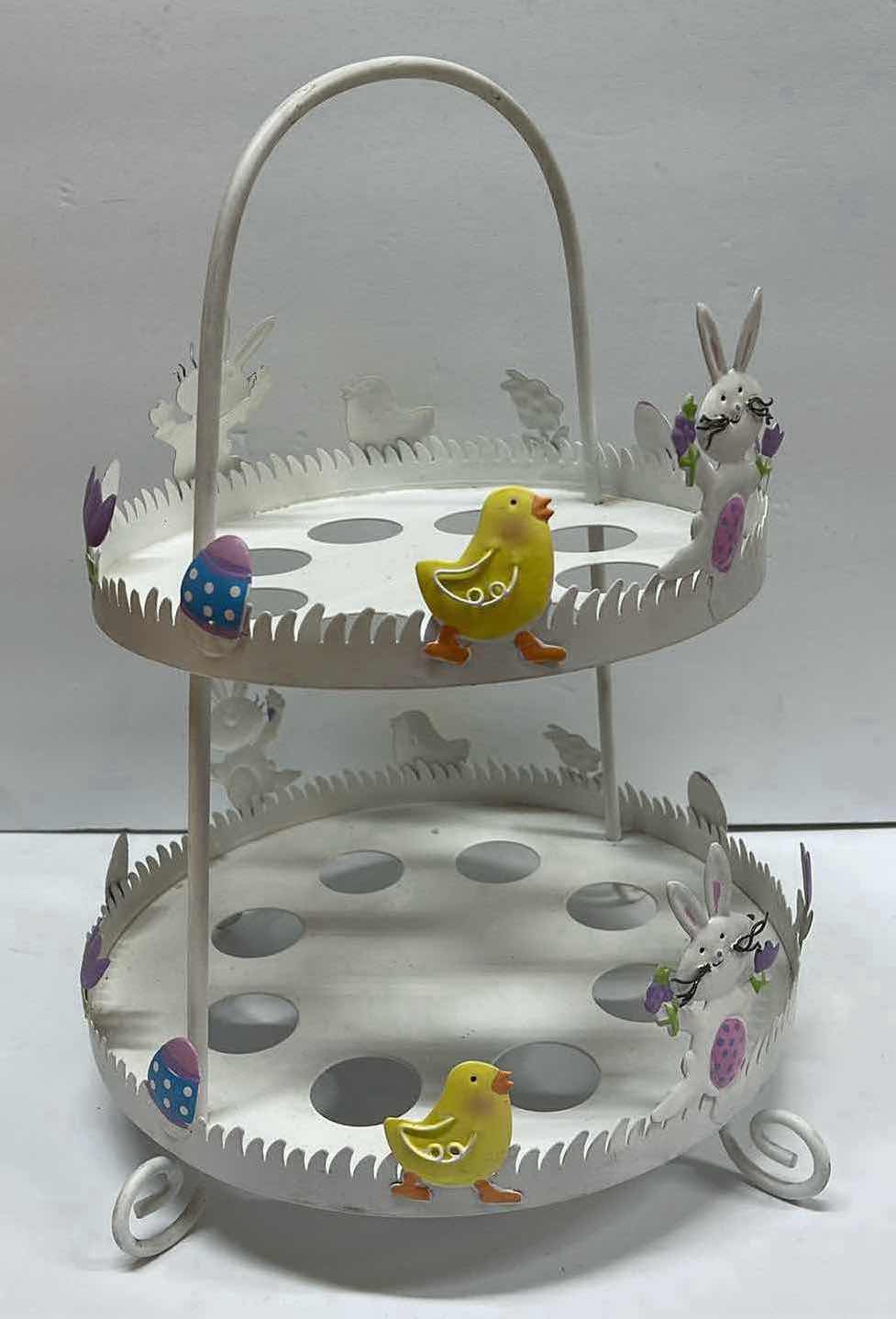 Photo 2 of NEW EASTER TWO TIER METAL SERVING TRAY - RETAIL PRICE $32.99