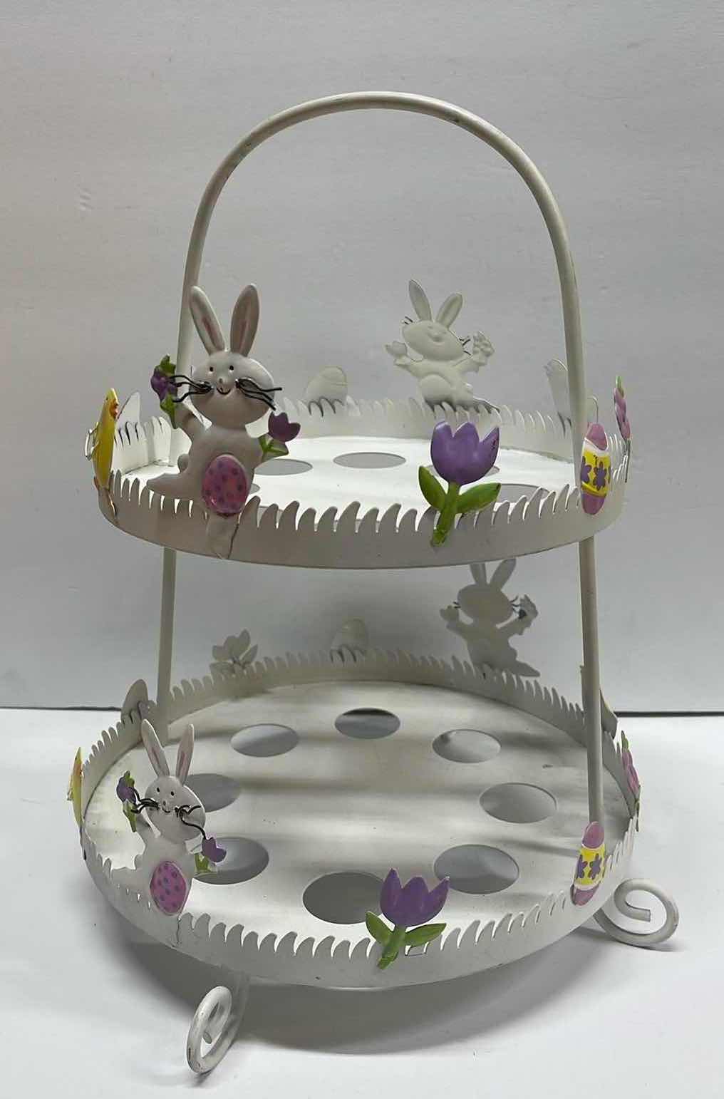 Photo 1 of NEW EASTER TWO TIER METAL SERVING TRAY - RETAIL PRICE $32.99