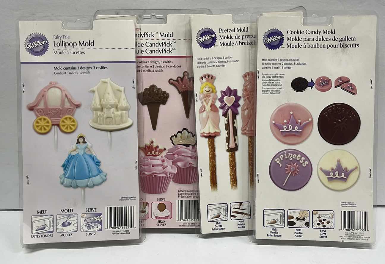 Photo 1 of NEW WILTON PRINCESS LOLLIPOP / COOKIE / CANDY PICKS AND PRETZEL MOLDS - TOTAL RETAIL PRICE $ 42.00