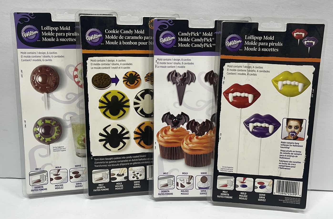 Photo 1 of NEW WILTON HALLOWEEN LOLLIPOP / COOKIE & CANDY PICKS MOLDS - TOTAL RETAIL PRICE $42.00