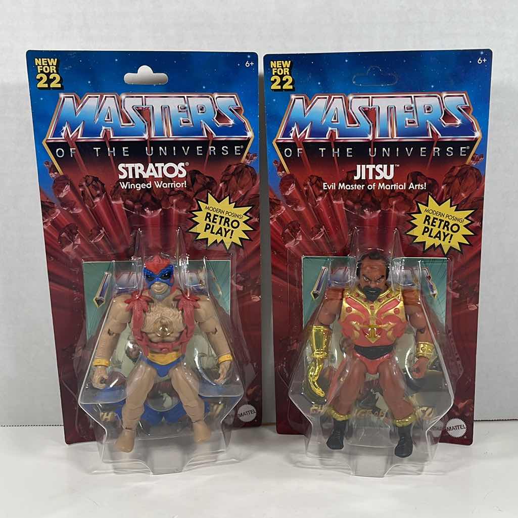 Photo 1 of NIB MASTERS OF THE UNIVERSE JITSU & STRATOS RETRO PLAY ACTION FIGURES & ACCESSORIES 2-PACK 