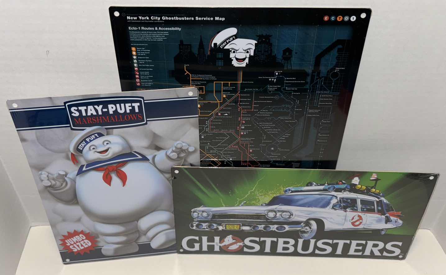 Photo 1 of NEW FACTORY ENTERTAINMENT GHOSTBUSTERS METAL SIGNS (3)