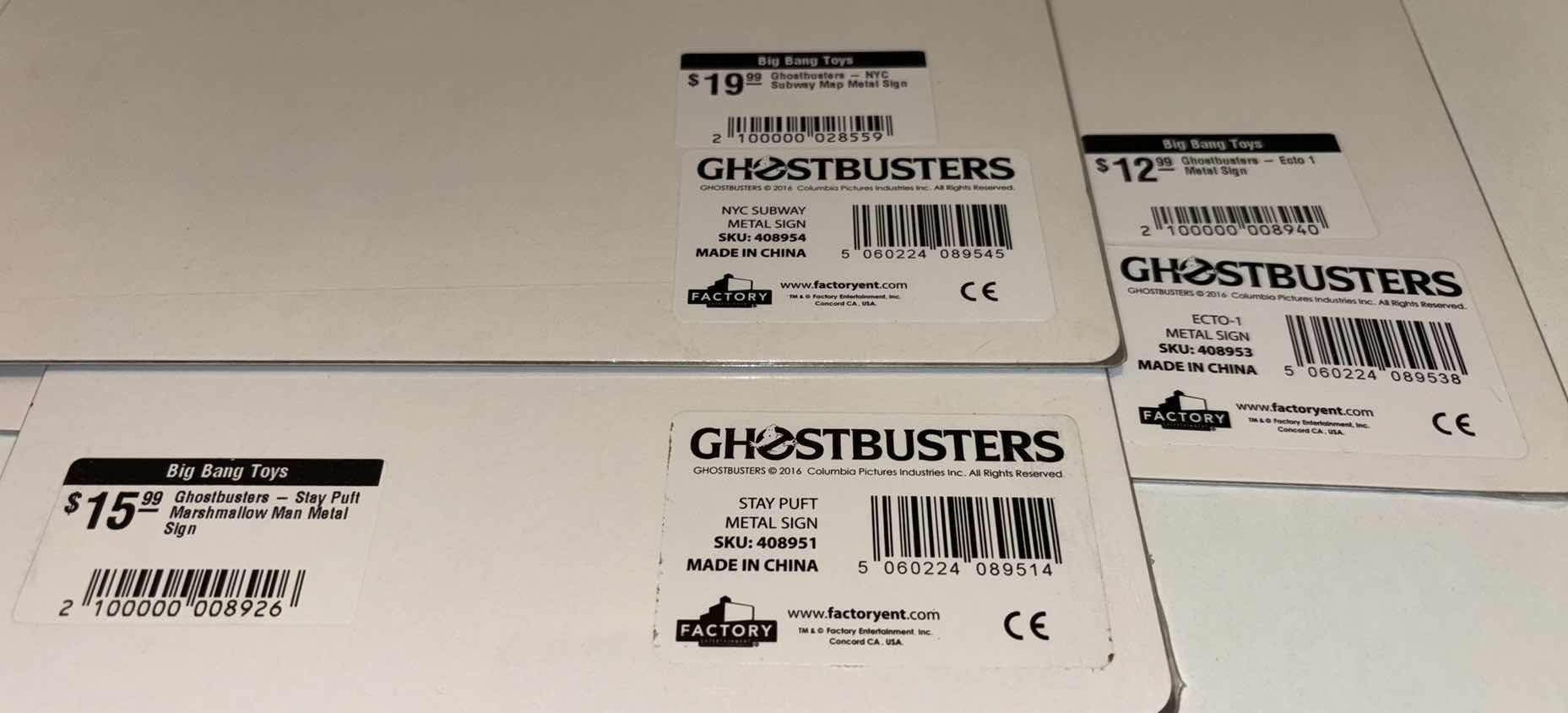 Photo 5 of NEW FACTORY ENTERTAINMENT GHOSTBUSTERS METAL SIGNS (3)