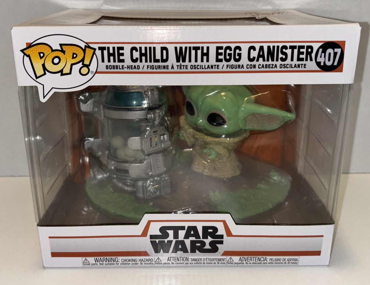 Photo 2 of NEW FUNKO POP! STAR WARS VINYL BOBBLE-HEAD FIGURE, #407 THE CHILD WITH EGG CANISTER