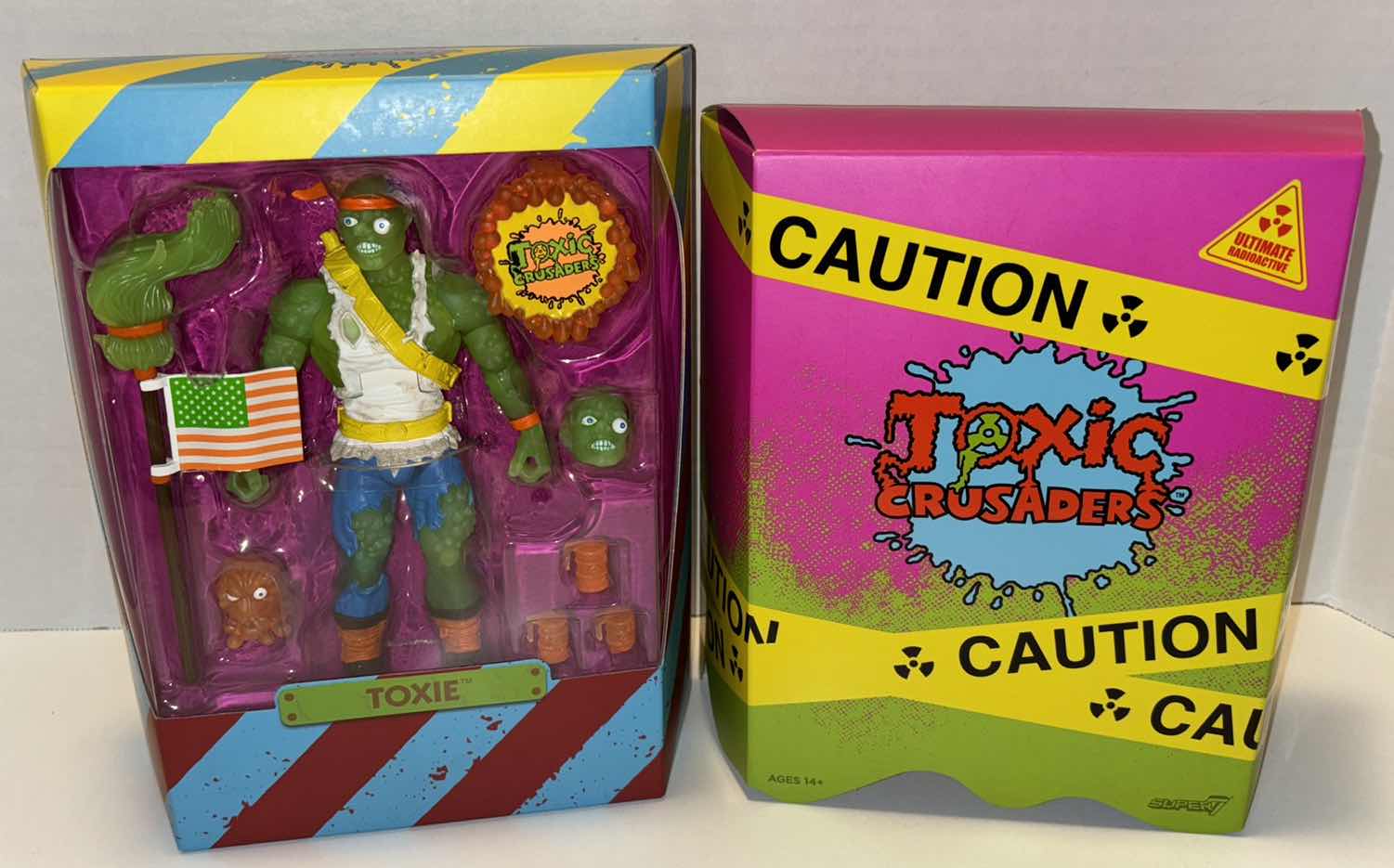 Photo 1 of NEW SUPER7 TOXIC CRUSADERS ULTIMATE RADIOACTIVE “TOXIE” ACTION FIGURE & ACCESSORIES