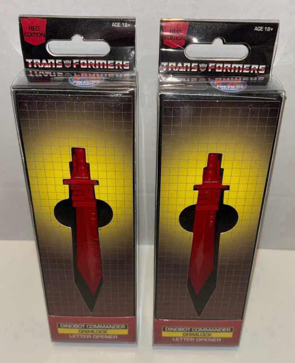 Photo 1 of NEW ICON HEROES TRANSFORMERS DINOBOT COMMANDER GRIMLOCK LETTER OPENER (RED EDITION) 2-PACK