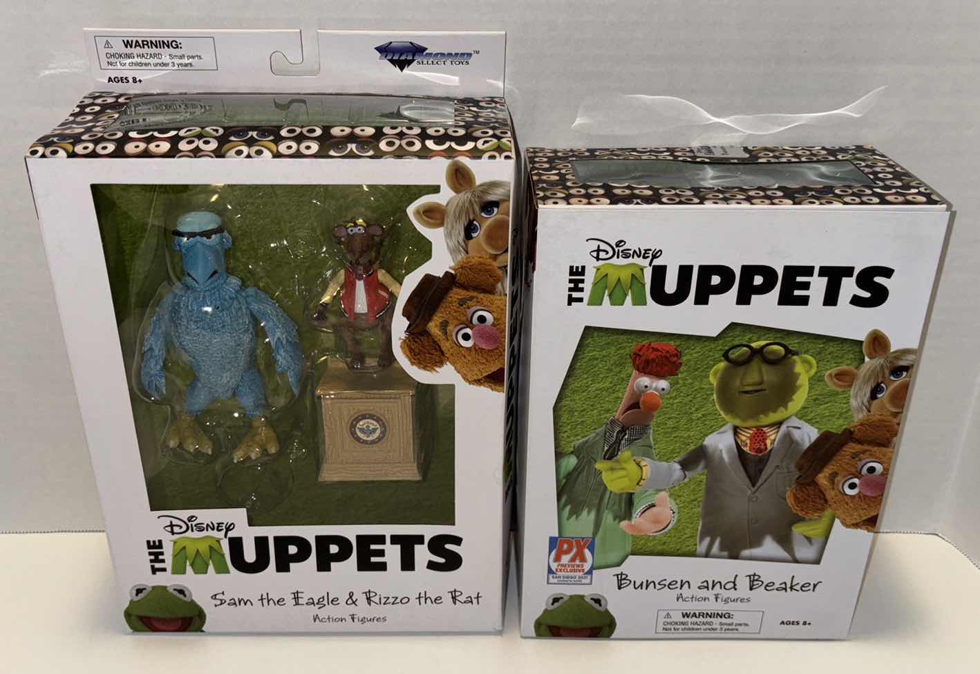 Photo 1 of NEW DIAMOND SELECT TOYS DISNEY THE MUPPETS ACTION FIGURES & ACCESSORIES 2-PACK, “SAM THE EAGLE & RIZZO THE RAT” & “BUNSEN AND BEAKER- LAB ACCIDENT” (2)