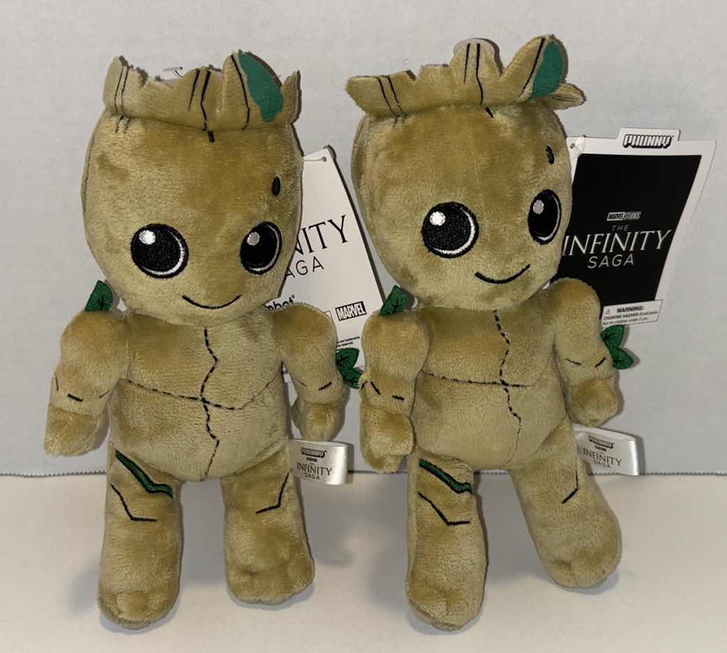 Photo 1 of NEW KIDROBOT MARVEL STUDIOS GUARDIANS OF THE GALAXY 8” PHUNNY PLUSH “BABY GROOT” 2-PACK