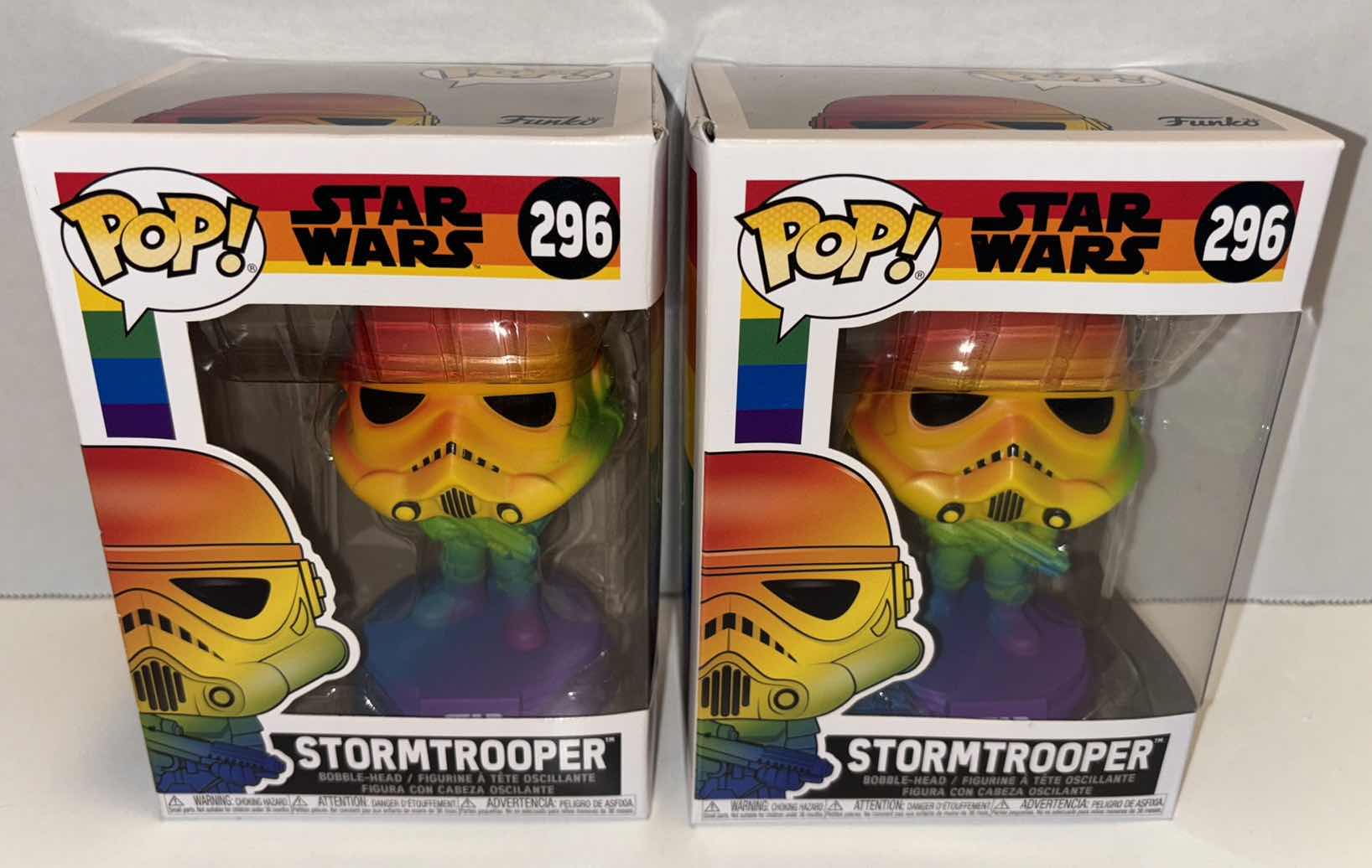 Photo 3 of NEW FUNKO POP! STAR WARS PRIDE BOBBLE-HEAD VINYL FIGURE 2-PACK, #296 STORMTROOPER