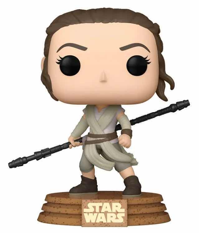 Photo 3 of NEW FUNKO POP! STAR WARS BOBBLE-HEAD VINYL FIGURE 2-PACK, #432 REY (YELLOW LIGHTSABER) & #451 REY (JAKKU)