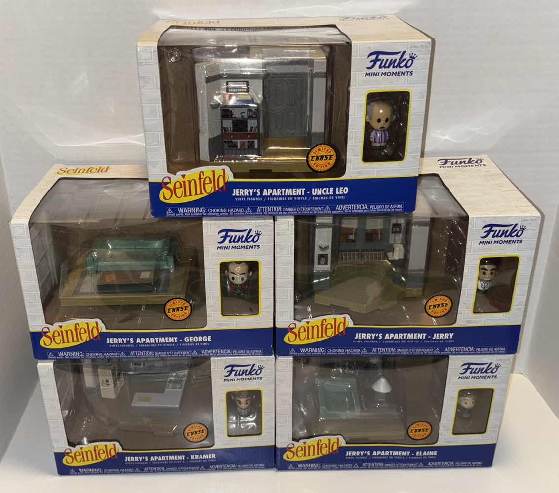 Photo 7 of NEW FUNKO MINI MOMENTS CHASE LIMITED EDITION VINYL FIGURES, SEINFELD JERRY’S APARTMENT 5-PACK (ELAINE, GEORGE, JERRY, KRAMER & UNCLE LEO)