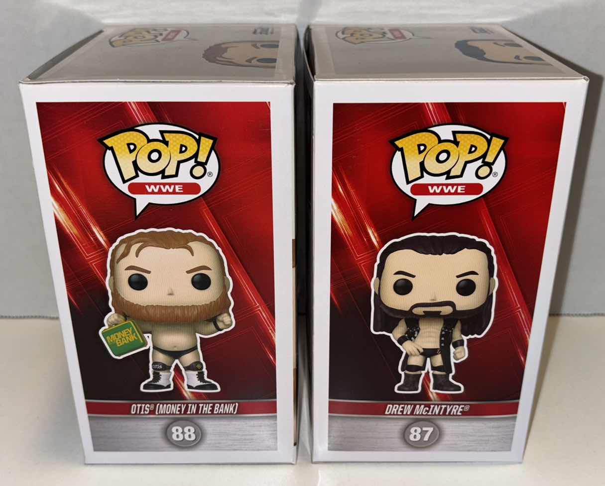 Photo 2 of NEW FUNKO POP! WWE VINYL FIGURE MIXED 6-PACK, #88 OTIS (MONEY IN THE BANK) (3) & #87 DREW MCINTYRE (3)