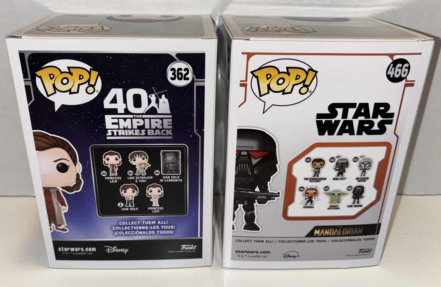 Photo 4 of NEW FUNKO POP! STAR WARS BOBBLE-HEAD VINYL FIGURE MIXED 6-PACK, 40TH ANNIVERSARY THE EMPIRE STRIKES BACK #362 PRINCESS LEIA (3) & #466 DARK TROOPER (3)