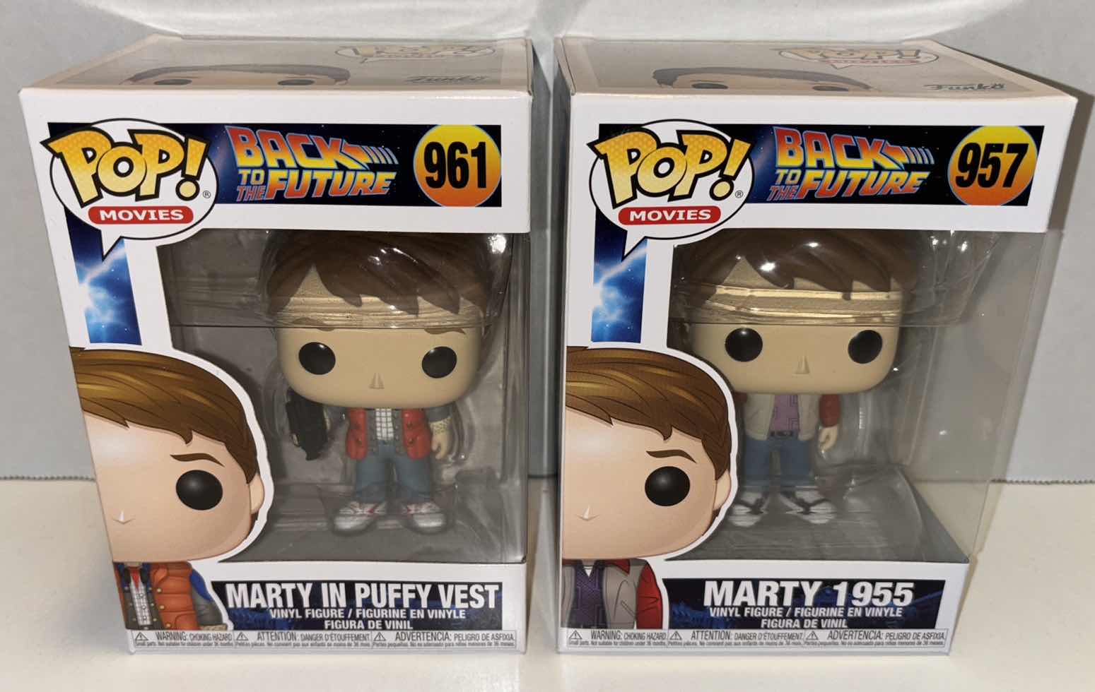 Photo 3 of NEW FUNKO POP! MOVIES VINYL FIGURE MIXED 6-PACK, BACK TO THE FUTURE #961 MARTY IN PUFFY VEST (3) & #957 MARTY 1955 (3)
