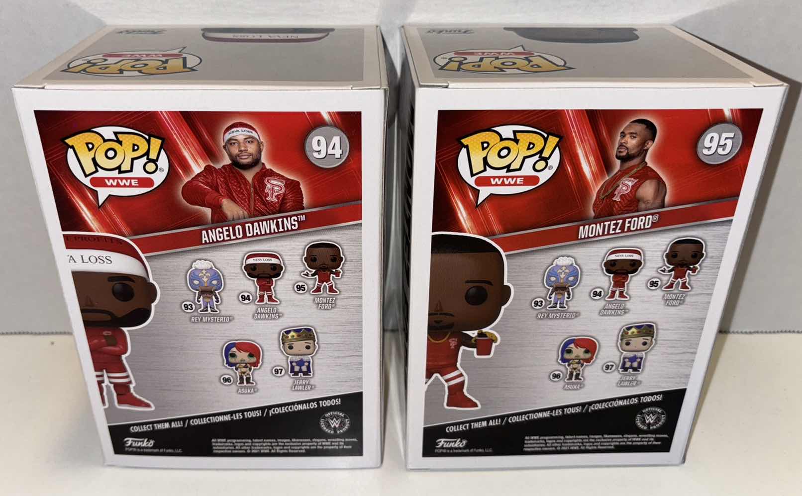 Photo 4 of NEW FUNKO POP! WWE STREET PROFITS VINYL FIGURE MIXED 6-PACK, #94 ANGELO DAWKINS (3) & #95 MONTEZ FORD (3)