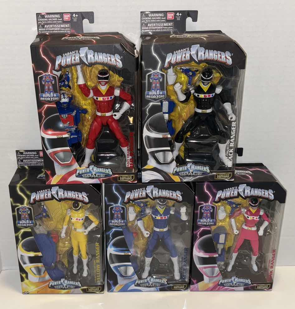 Photo 1 of NEW BANDAI SABAN’S POWER RANGERS ACTION FIGURES & ACCESSORIES 5-PACK, POWER RANGERS IN SPACE LIMITED EDITION LEGACY COLLECTION “RED RANGER, BLACK RANGER, YELLOW RANGER, BLUE RANGER & PINK RANGER”
