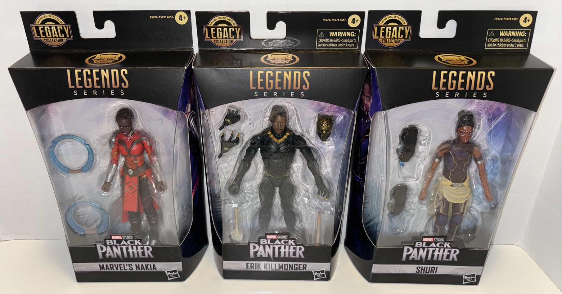 Photo 1 of NEW HASBRO MARVEL STUDIOS LEGENDS SERIES BLACK PANTHER 3-PACK ACTION FIGURES & ACCESSORIES, “MARVEL’S NAKIA”, “ERIK KILLMONGER” & “SHURI”