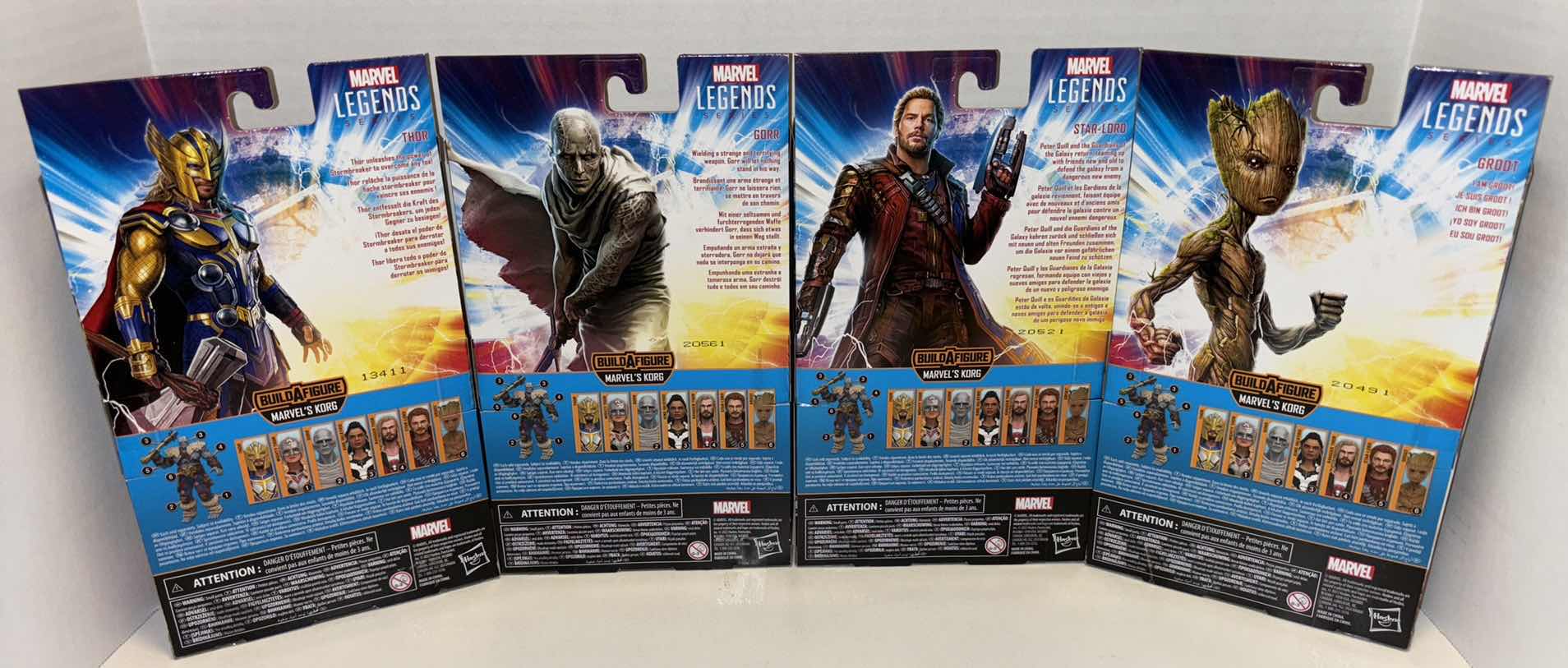Photo 3 of NEW HASBRO MARVEL STUDIOS THOR LOVE & THUNDER 4-PACK ACTION FIGURE & ACCESSORIES, “THOR”, “GORR”, “STAR-LORD” & “GROOT”