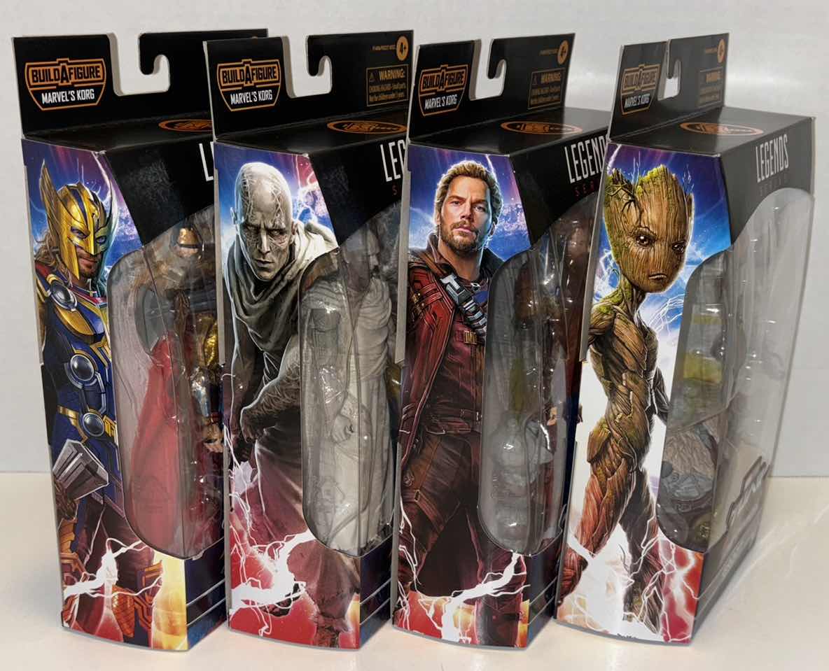 Photo 2 of NEW HASBRO MARVEL STUDIOS THOR LOVE & THUNDER 4-PACK ACTION FIGURE & ACCESSORIES, “THOR”, “GORR”, “STAR-LORD” & “GROOT”