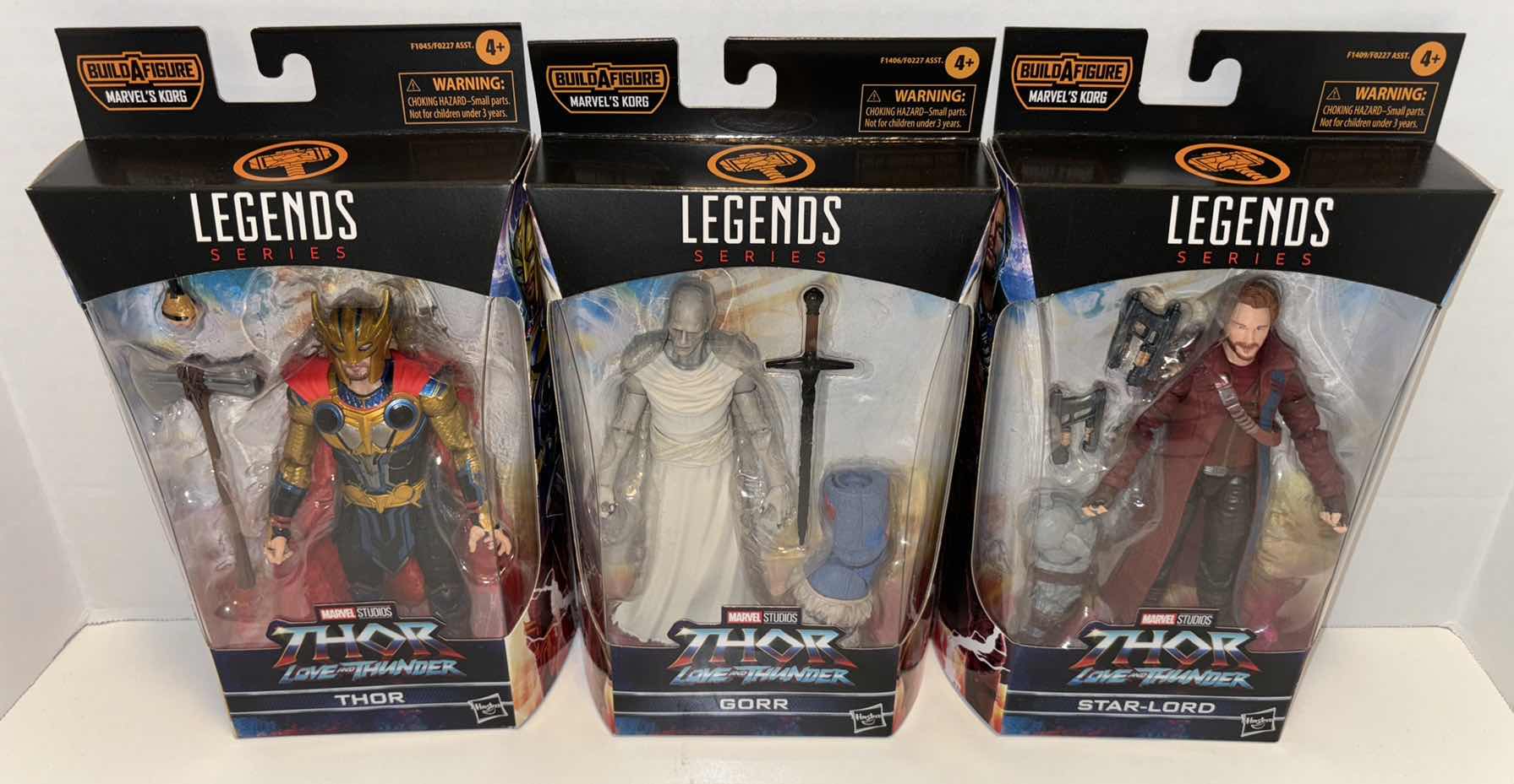 Photo 1 of NEW HASBRO MARVEL STUDIOS THOR LOVE & THUNDER 3-PACK ACTION FIGURE & ACCESSORIES, “THOR”, “GORR” & “STAR-LORD”