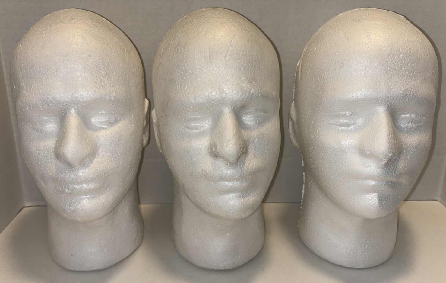 Photo 1 of A-1 PACIFIC STORE 11” MALE STYROFOAM MANNEQUIN HEAD FOR MULTIPURPOSE WIG/DISPLAY STAND (3)