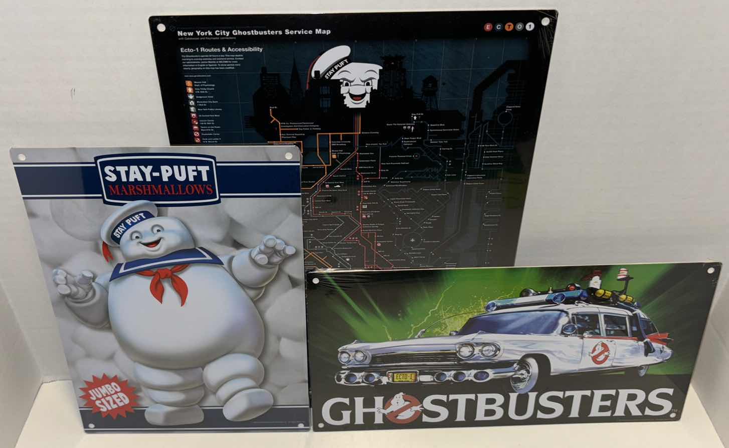 Photo 1 of NEW FACTORY ENTERTAINMENT GHOSTBUSTERS 3-PACK BUNDLE METAL SIGNS