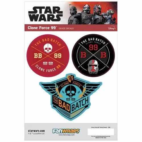 Photo 2 of NEW FANWRAPS 34 PC BUNDLE PACK STAR WARS BAD BATCH CLONE FORCE 99 DEVICE DECALS (11) & STORMTROOPER IMPERIAL INFANTRY BADGE WINDOW DECALS (23)
