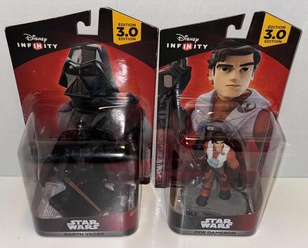 Photo 1 of NEW DISNEY 2-PACK BUNDLE INFINITY 3.0 EDITION STAR WARS “DARTH VADER” & “POE DAMERON” FIGURES